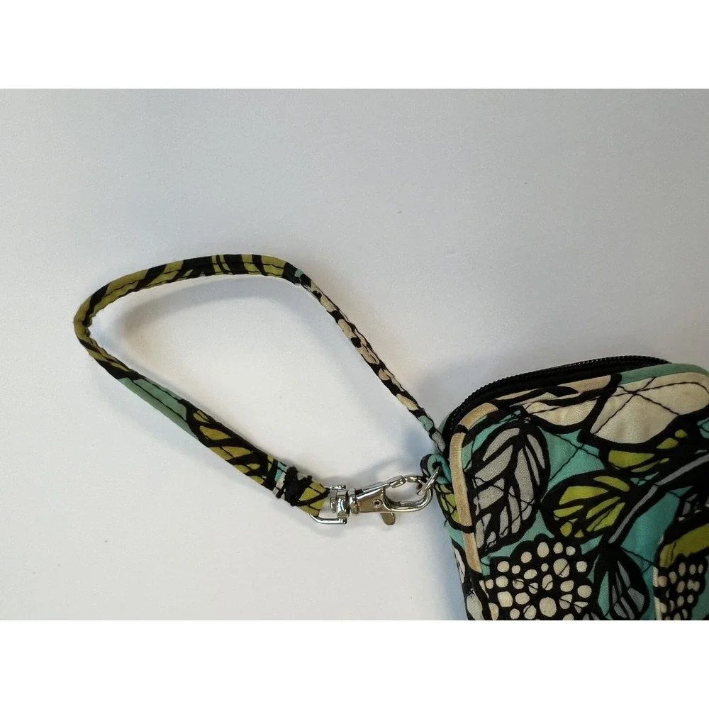 Vera Bradley Island Blooms All‎ In One Wristlet Teal Lime White Black 6